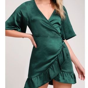 BRAND NEW SATIN WRAP MINI DRESS